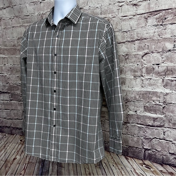 Bar III Black Check Button Front Long Sleeve Shirt - Picture 2 of 10
